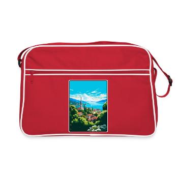 Lake Zurich Switzerland Lakeside Village Sunrise - Retro Bag - red/white - Front