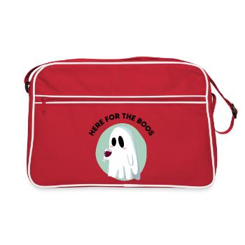 Lustiges Halloween – Hier für die Buhrufe - Retro Tasche - Rot/Weiß - Vorne