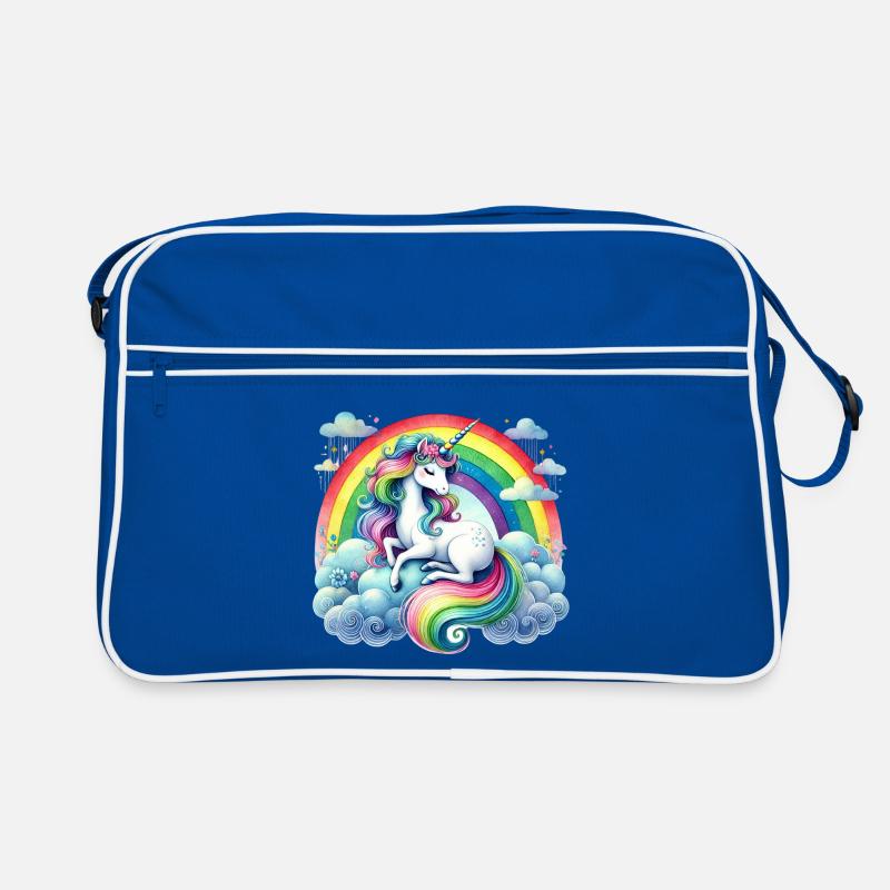 Rainbow Unicorn on Clouds Retro Bag
