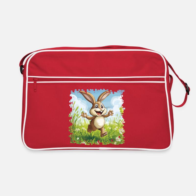 Lapin joyeux dans la prairie printanière Sac Retro
