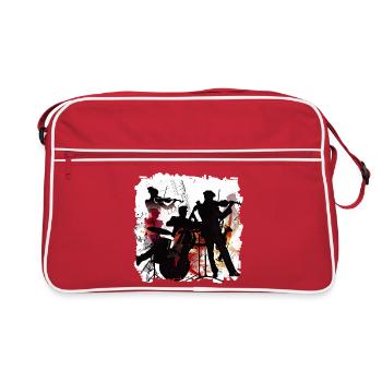 Silhouettes noires du groupe dans l’arc musical - Sac Retro - rouge/blanc - Devant
