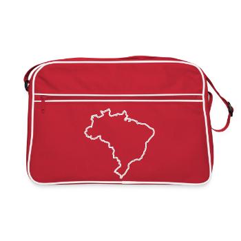Brazil Outline – Minimalist Map Design - Retro Bag - red/white - Front
