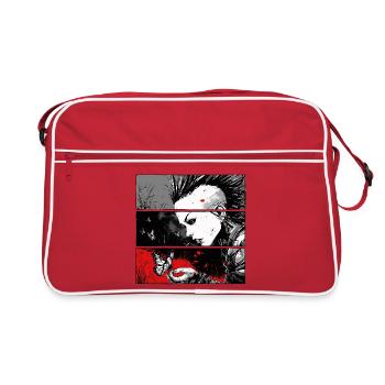 Punk rock girl watching butterfly - Retro Bag - red/white - Front