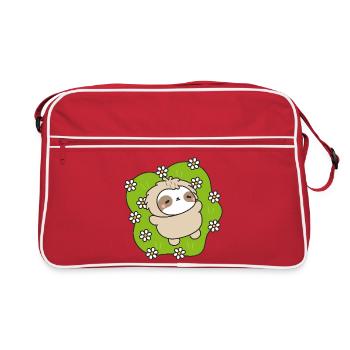 Paresseux au pré fleuri - Sac Retro - rouge/blanc - Devant