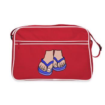 Blue Flip Flop Feet - Retro Bag - red/white - Front