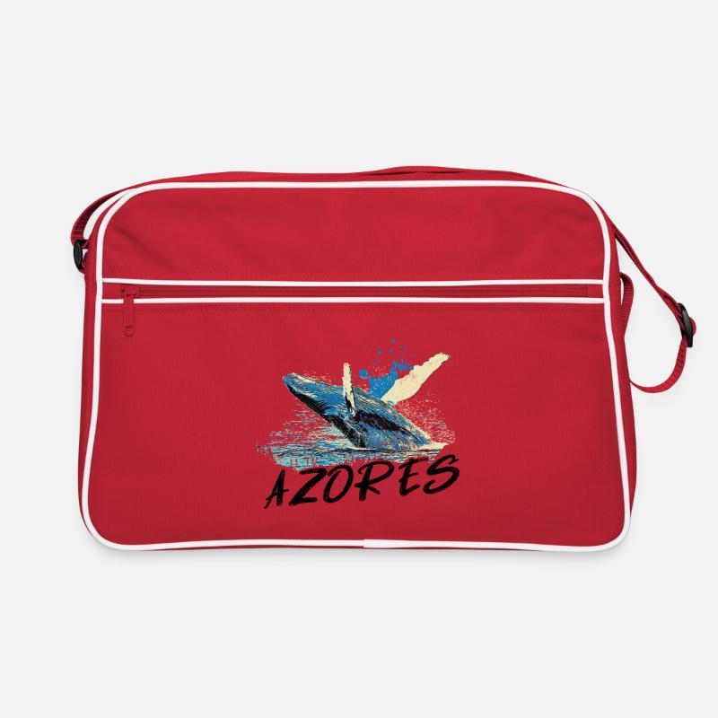Blue Abstract Wave with Humpback Whale Retro Bag