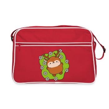 Cerf joyeux parmi les pâquerettes - Sac Retro - rouge/blanc - Devant