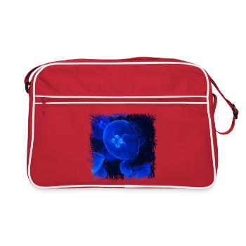 Méduses dans le bleu de la lumière des profondeurs marines - Sac Retro - rouge/blanc - Devant