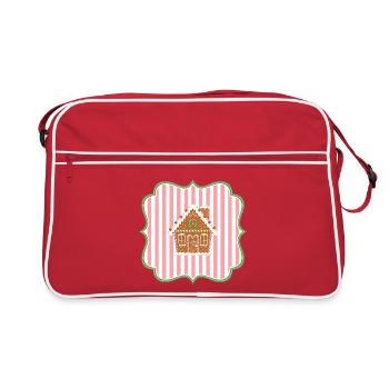 Gingerbread House Christmas Emblem Modern - Retro Bag - red/white - Front