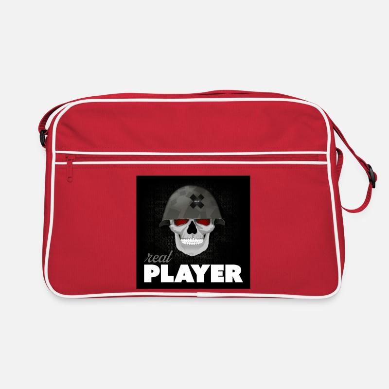 Skull Veteran - Conception de casque de jeu Real Player Sac Retro