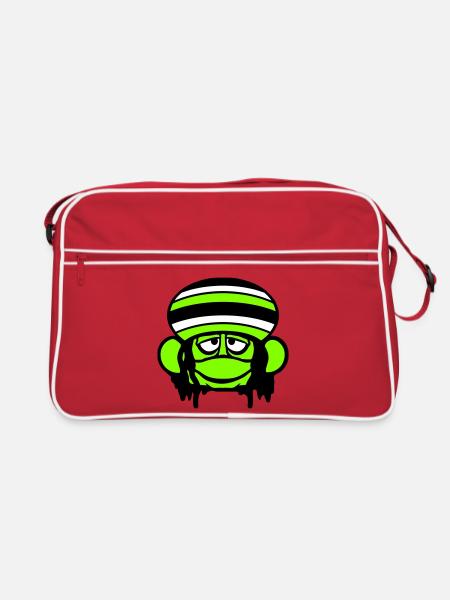 Frog Reggae Music Rasta Hair Hat Jamaica Fun - Retro Bag - red/white - Front