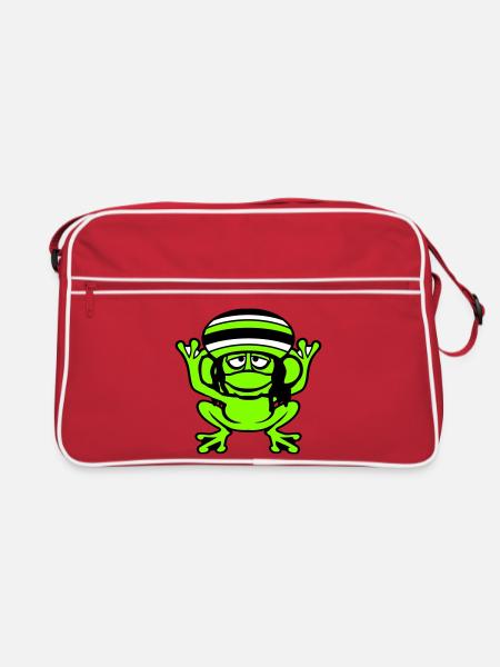 Frog Reggae Music Rasta Hair Hat Jamaica Fun - Retro Bag - red/white - Front
