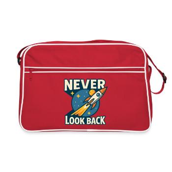 Never Look Back Rocket Motif Retro Space - Retro Bag - red/white - Front