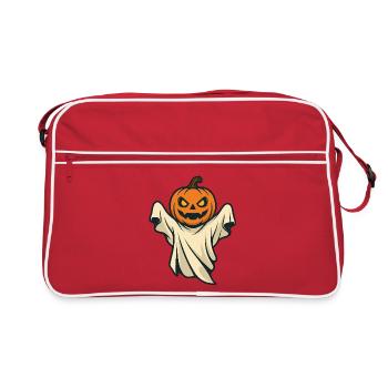 Halloween Pumpkin Ghost Spooky Design - Retro Bag - red/white - Front