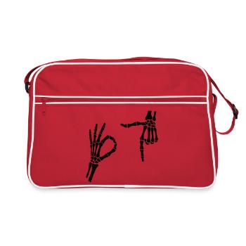 67 Six Seven Meme Gen Alpha Skeleton Halloween - Retro Bag - red/white - Front