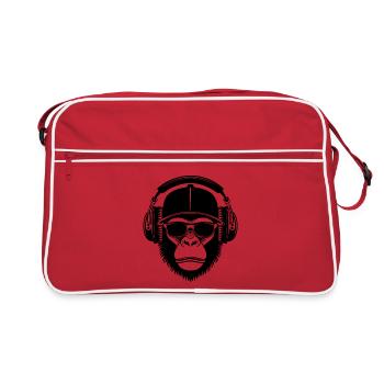 Groovy Nightclub Party Techno Monkey Head Chemise - Sac Retro - rouge/blanc - Devant
