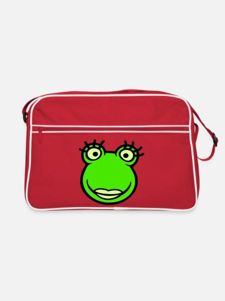 Frog Girl Eyelashes Pretty Woman Female Girl - Retro Bag - red/white - Front