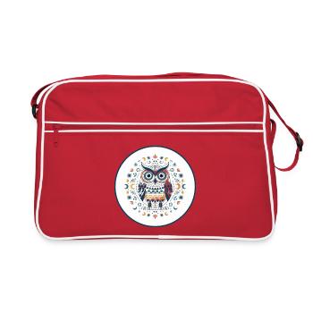 Tawny Owl Mandala Pattern - Retro Bag - red/white - Front