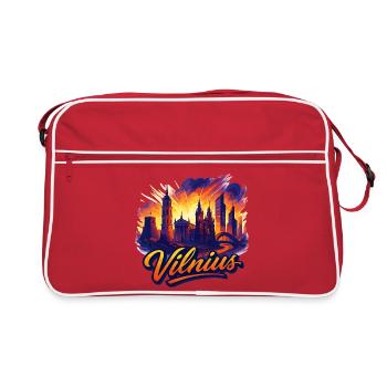 Vilnius Capitale Lituanie Baltique Cadeau - Sac Retro - rouge/blanc - Devant