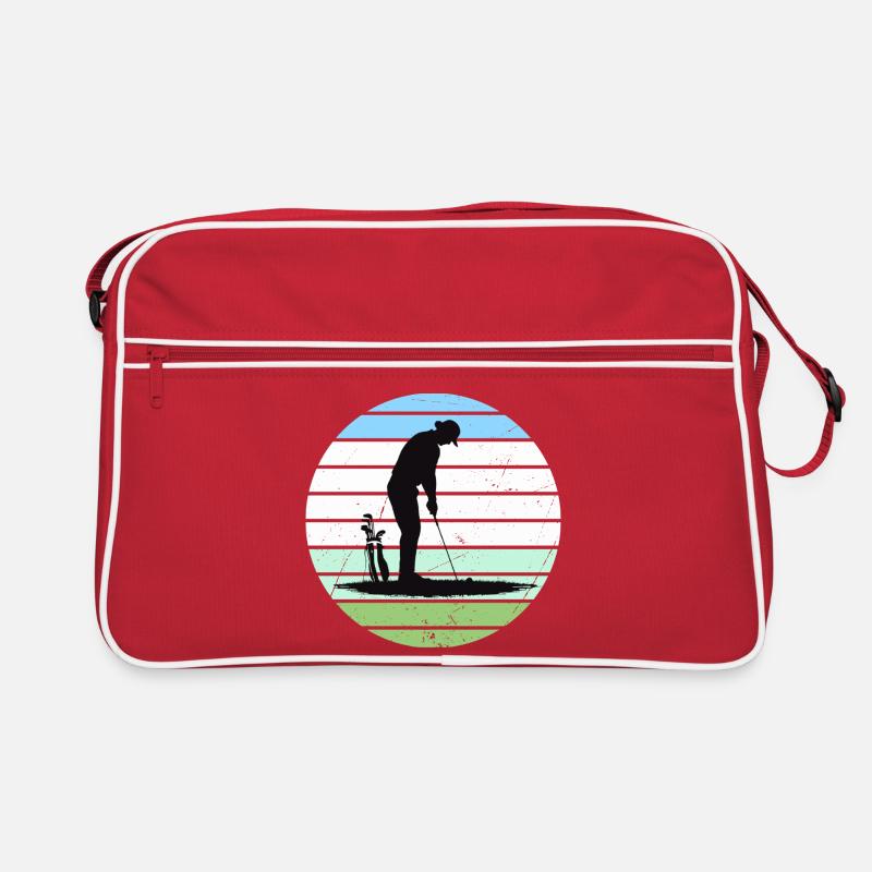 Silhouette de golf en cercle pastel - Sac Retro - rouge/blanc