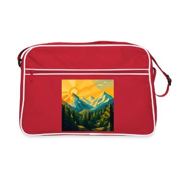 Geometric sunrise in mountains - Retro Bag - red/white - Front