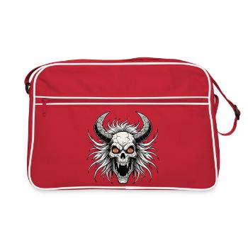 Crâne de diable avec des cornes - Sac Retro - rouge/blanc - Devant