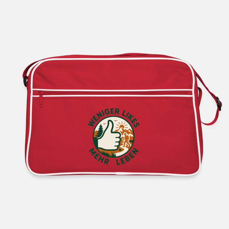 Weniger Likes mehr Leben! - Retro Tasche - Rot/Weiß