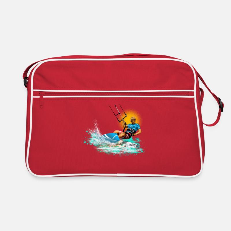 Kitesurfen Neon Splash - Retro Tasche - Rot/Weiß