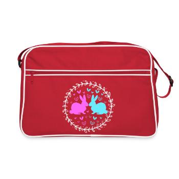 Gender Reveal Ostern Werdende Mutter - Retro Tasche - Rot/Weiß - Vorne