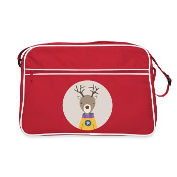 Deer Circle Hunter Kids Forest Autumn Christmas - Retro Bag - red/white - Front