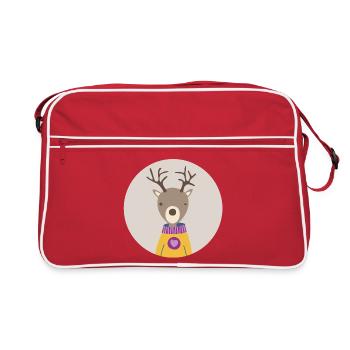 Deer Circle Heart Scandinavian Kids Nordic - Retro Bag - red/white - Front
