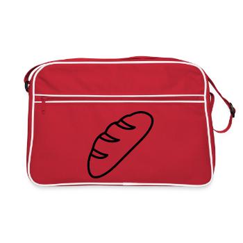 Bread Sketch – Minimalist Baking Motif Design - Retro Bag - red/white - Front