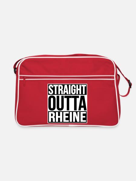 STRAIGHT OUTTA RHEINE - Retro Tasche - Rot/Weiß - Vorne