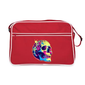 Crâne disco néon - Sac Retro - rouge/blanc - Devant
