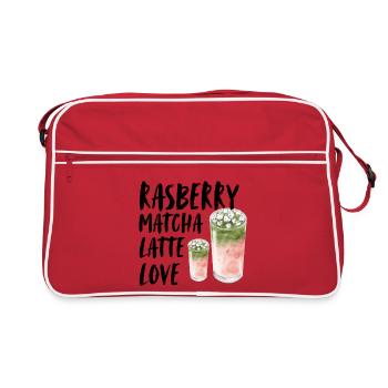 Rasberry Matcha Latte Love Matcha Lover Spruch  - Retro Tasche - Rot/Weiß - Vorne