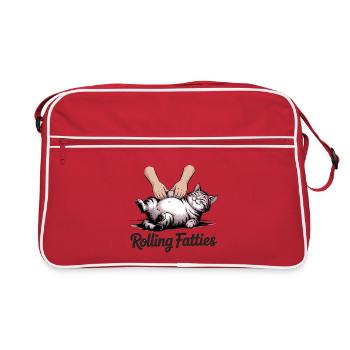 Rolling Fatties - T-shirt chat drôle - Sac Retro - rouge/blanc - Devant