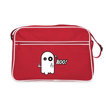 Frecher Geist – Boo! Lustiges Halloween Design - Retro Tasche - Rot/Weiß - Vorne