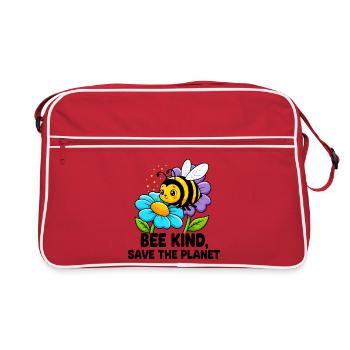 Biene rettet den Planeten - Retro Tasche - Rot/Weiß - Vorne