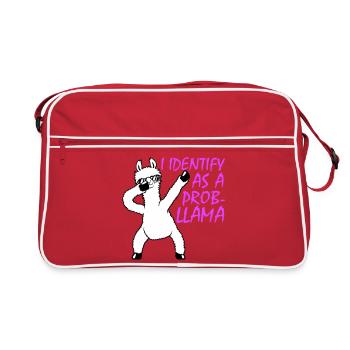 I Identify As A Probllama Cool Lama Problem Spruch - Retro Tasche - Rot/Weiß - Vorne