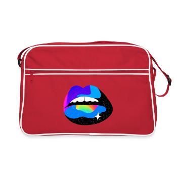 Cosmic Rainbow Lips - Retro Bag - red/white - Front