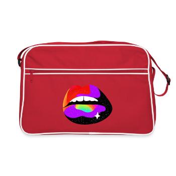 Cosmic Rainbow Lips - Retro Bag - red/white - Front