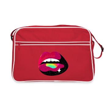 Cosmic Rainbow Lip Kiss - Retro Bag - red/white - Front