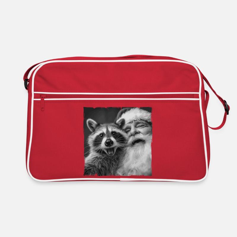 Waschbär Selfie mit Weihnachtsmann  Retro Tasche