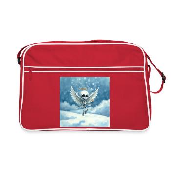 Skeleton angel with halo in clouds - Retro Bag - red/white - Front