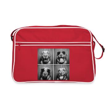 Funny Labrador Dog Retro Photo Booth - Retro Bag - red/white - Front