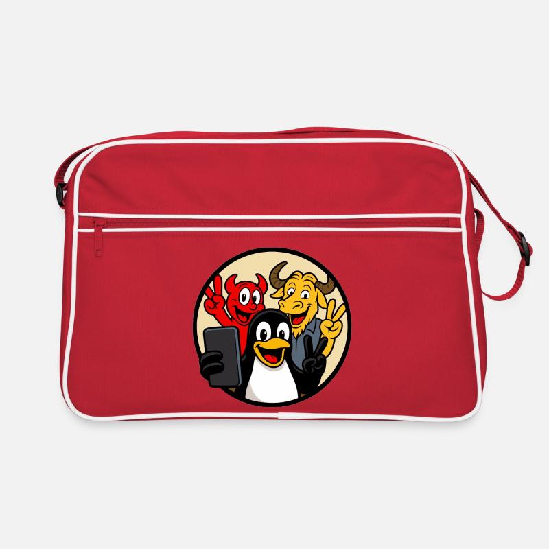 Tux, Beastie & GNU Selfie Retro Bag