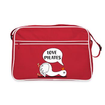 Pilates Lustige Gans - Retro Tasche - Rot/Weiß - Vorne