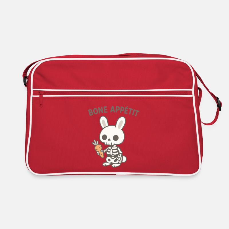Knochen Appetit Skelett Hase Retro Tasche