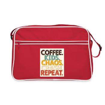 Kaffee Kinder Chaos Crash Wiederholung - Retro Tasche - Rot/Weiß - Vorne