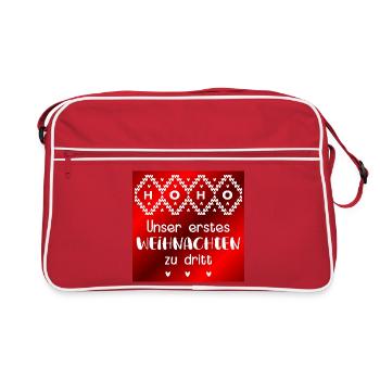 Our first Christmas as a trio - Retro Bag - red/white - Front